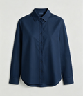 Women Simple Basic Lapel Long Sleeve Shirt, Elegant Office Commuter Cotton Blouse Top