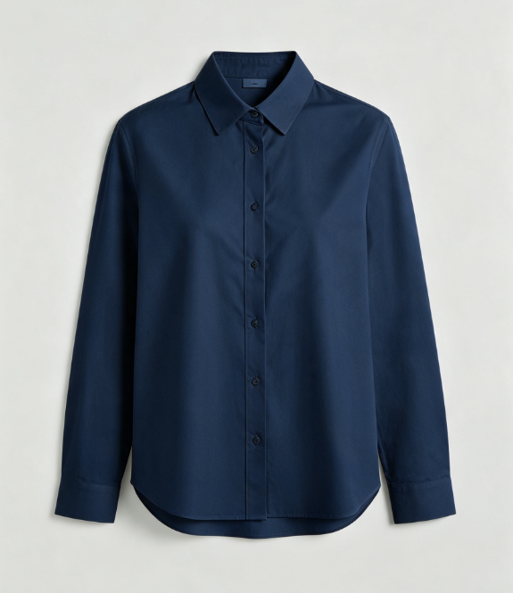 Women Simple Basic Lapel Long Sleeve Shirt, Elegant Office Commuter Cotton Blouse Top