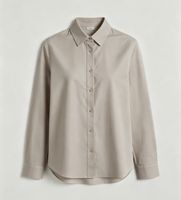 Women Simple Basic Lapel Long Sleeve Shirt, Elegant Office Commuter Cotton Blouse Top