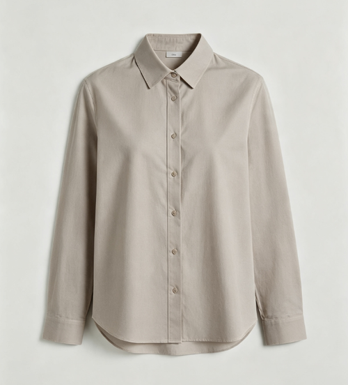 Women Simple Basic Lapel Long Sleeve Shirt, Elegant Office Commuter Cotton Blouse Top